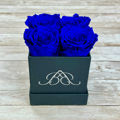 Black Square Petite Infinity Rose Box - Infinity Roses - Sapphire Blue One Year Roses - Rose Colours divider-Sapphire Blue