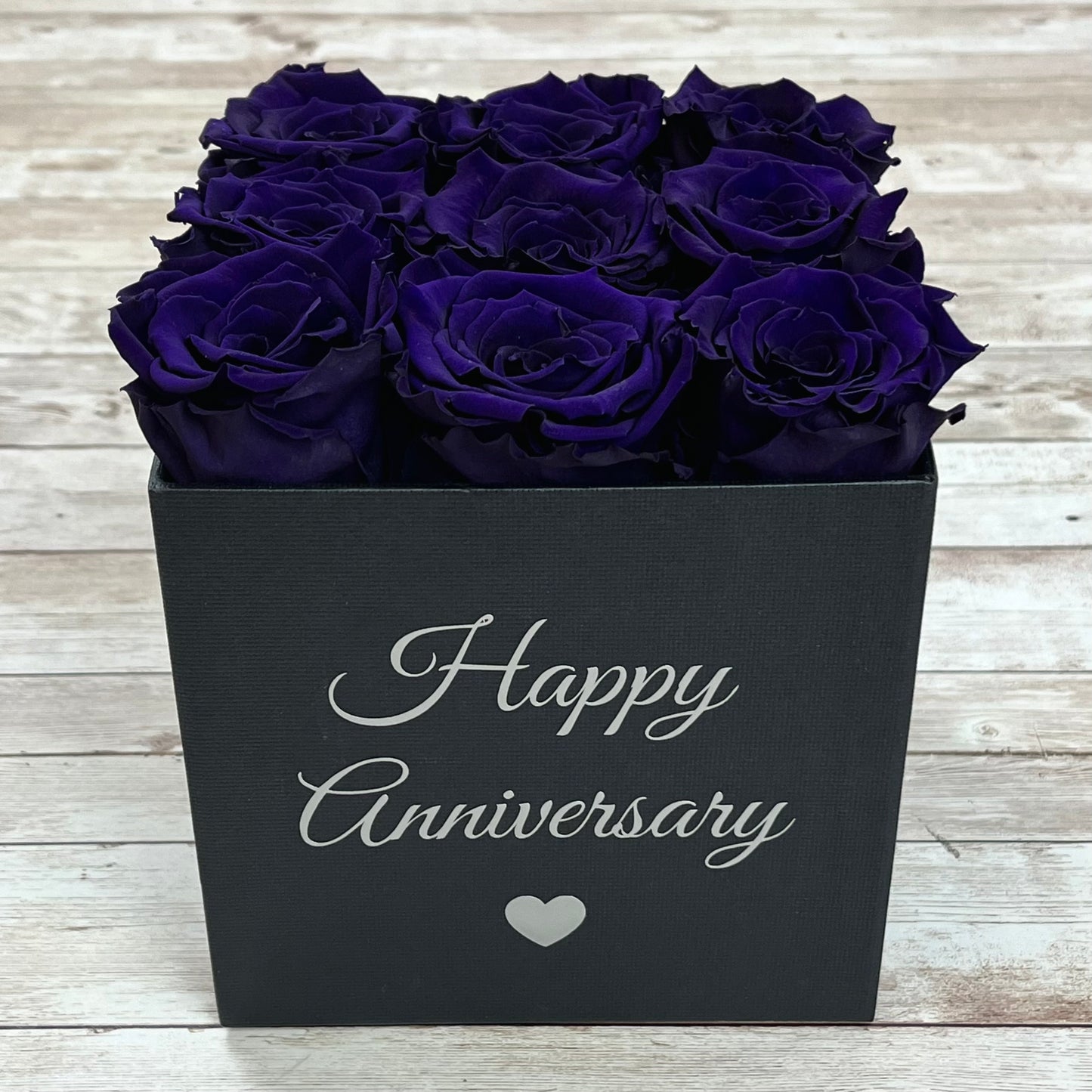 Black Square Infinity Rose Box - Infinity Roses - Purple One Year Roses - Rose Colours divider-Purple Reign