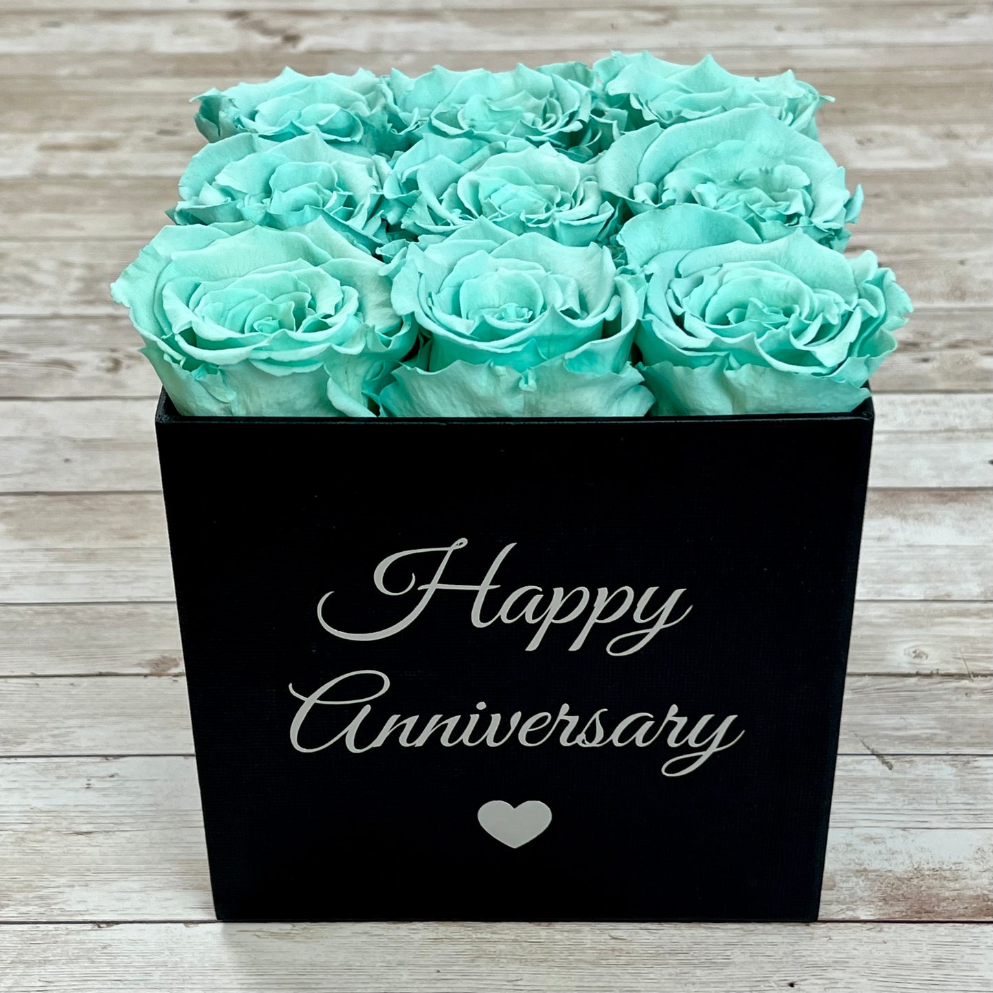 Black Square Infinity Rose Box - Infinity Roses - Tiffany Blue One Year Roses - Rose Colours divider-Tiffany Blue