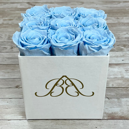 White Square Infinity Rose Box - Infinity Roses - Baby Blue One Year Roses - Rose Colours divider-Baby Blue