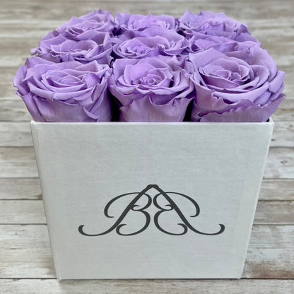 White Square Infinity Rose Box - Infinity Roses - Lavender One Year Roses - Rose Colours divider-Lavender Haze