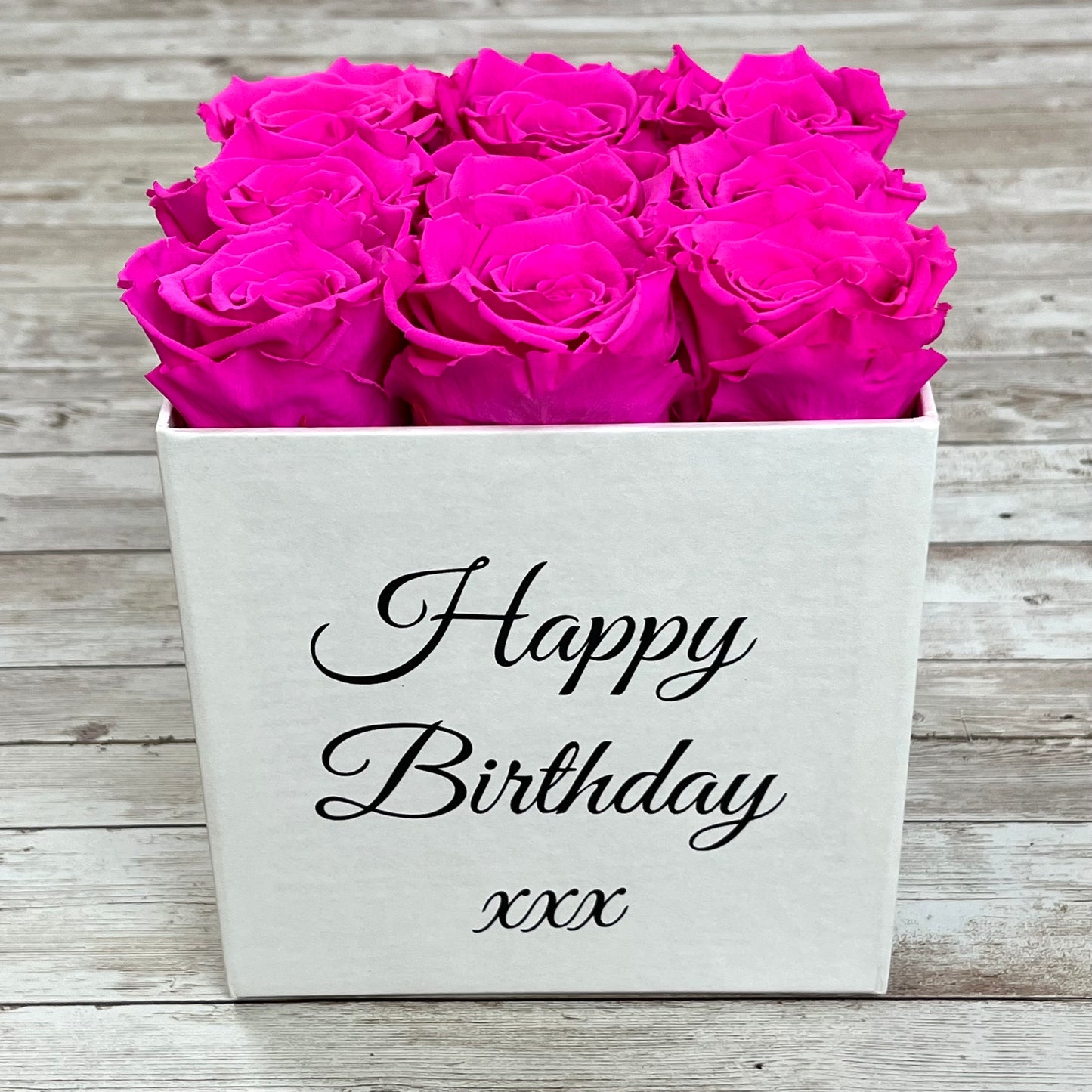 White Square Infinity Rose Box - Infinity Roses - Shocking Pink One Year Roses - Rose Colours divider-Shocking Pink