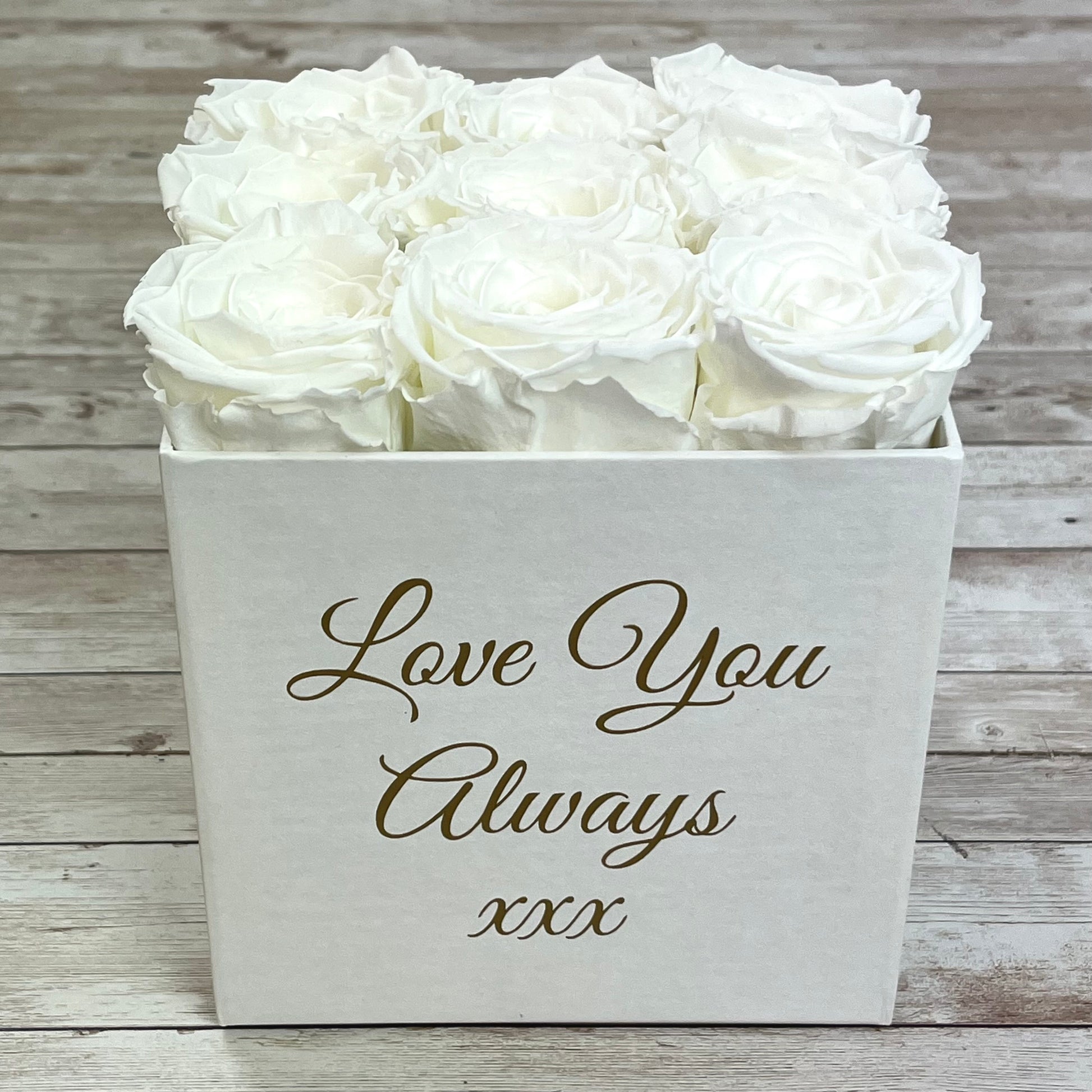 White Square Infinity Rose Box - Infinity Roses - White One Year Roses - Box of Roses - Rose Colours divider-Angelic White