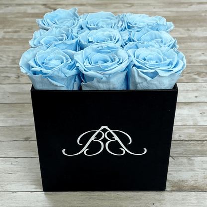 Black Square Infinity Rose Box - Infinity Roses - Baby Blue One Year Roses - Box of Roses - Rose Colours divider-Baby Blue