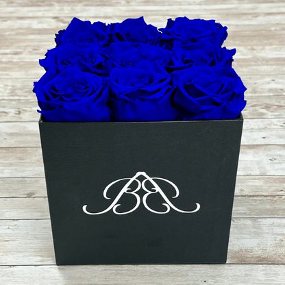 Black Square Infinity Rose Box - Infinity Roses - Sapphire Blue One Year Roses - Rose Colours divider-Sapphire Blue