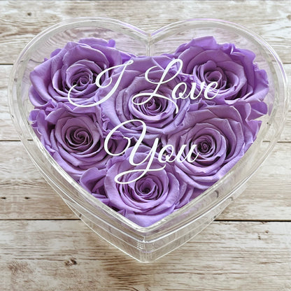 nfinity Rose Acrylic Heart Box - Valentina 6 - Lavender Infinity Roses - One Year Roses - Anniversary Gift  - Rose Colours divider-Lavender Haze
