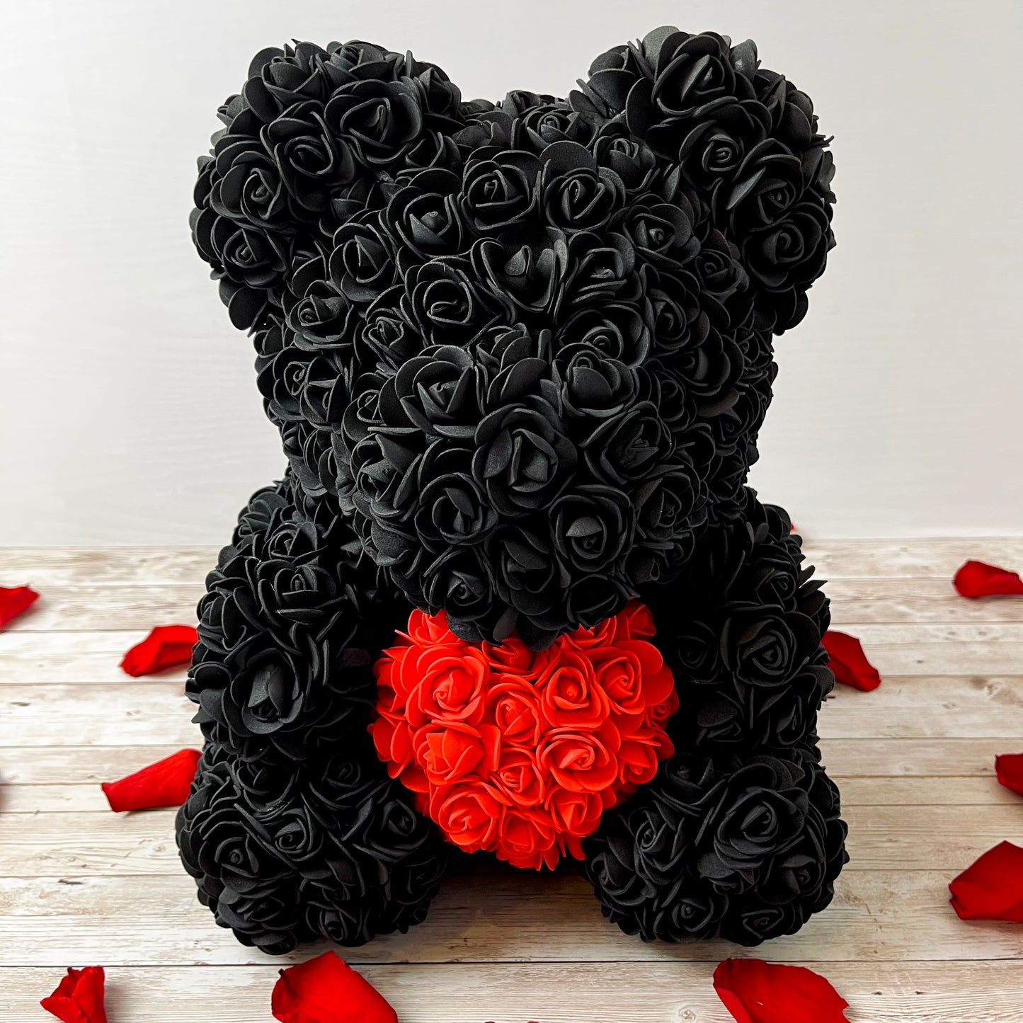 Black Forever Rose Bear | Eternal Rose Teddy | Gift Boxed Bear