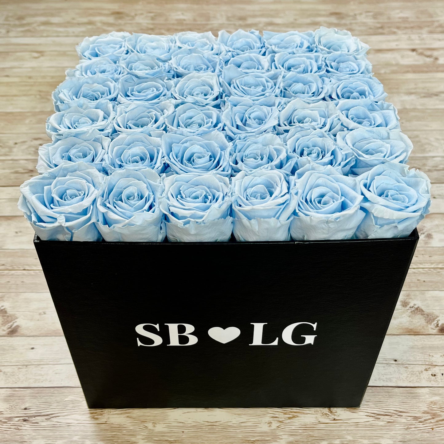 Black Square Bloom Box - Baby Blue Infinity Roses - Forever Eternal Roses - Rose Colours divider-Baby Blue