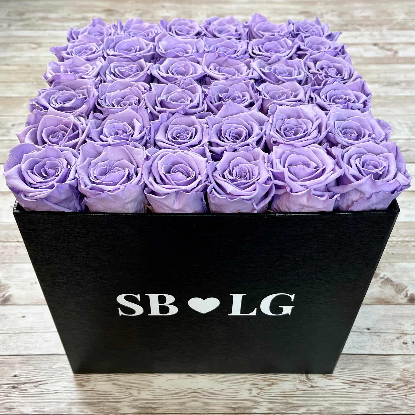 Black Square Bloom Box - Lavender Infinity Roses - One Year Roses - Box of Roses - Rose Colours divider-Lavender Haze