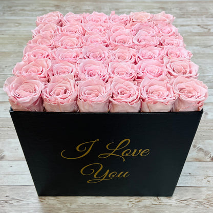 Black Square Bloom Box - Pink Infinity Roses - Forever Roses - Box of Eternal Roses - Rose Colours divider-Petal Pink