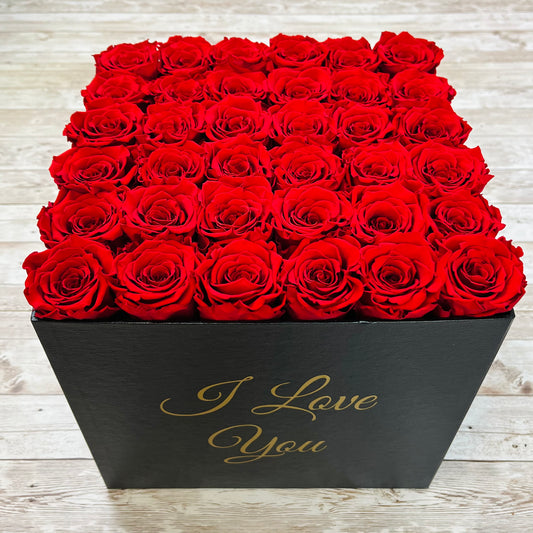 Black Square Bloom Box - Red Infinity Roses - Eternal Roses - Box of Forever Roses - Rose Colours divider-Ruby Red