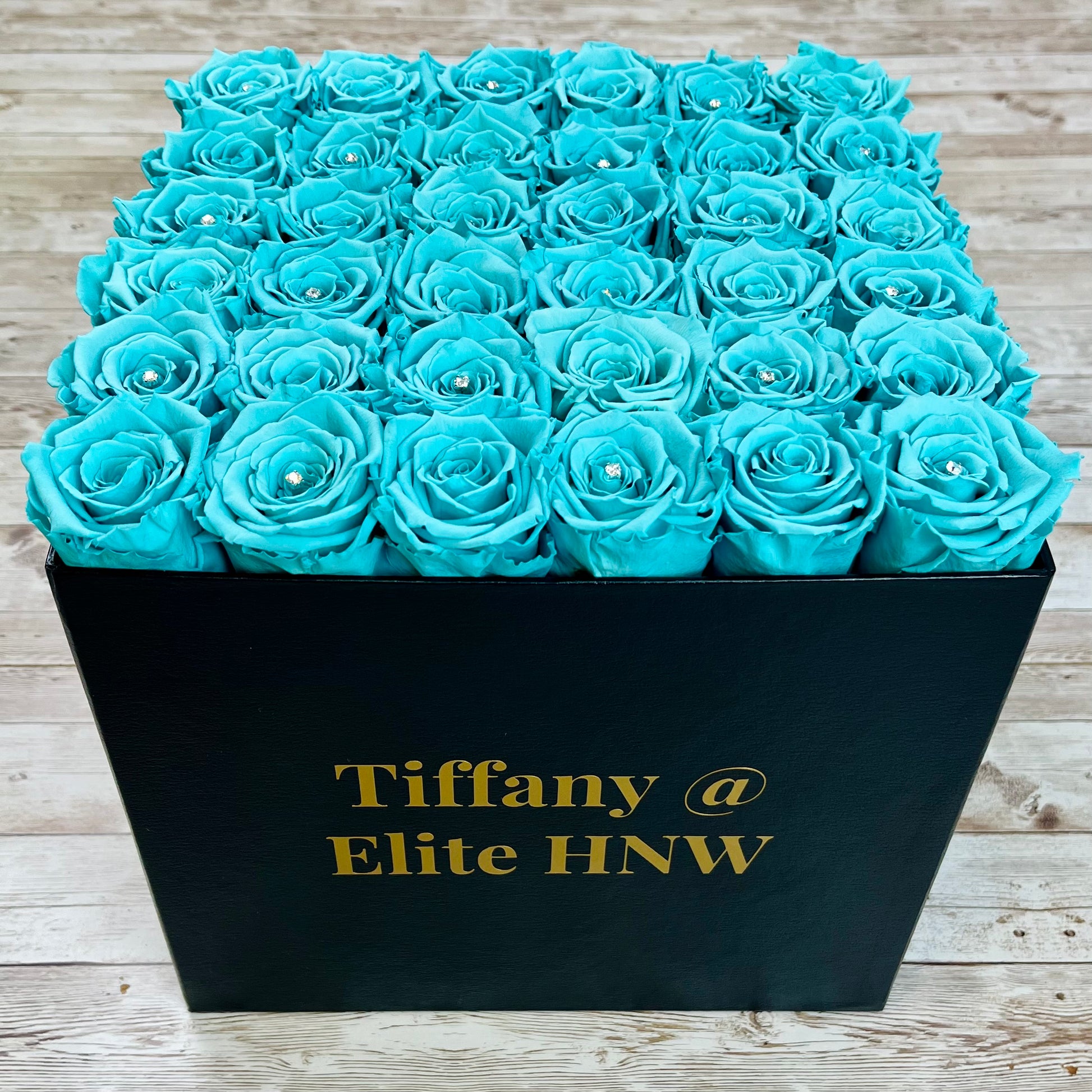 Black Square Bloom Box - Tiffany Blue Infinity Roses - One Year Roses - Box of Roses - Rose Colours divider-Tiffany Blue