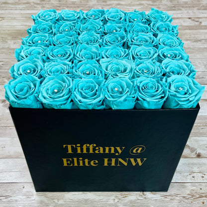 Black Square Bloom Box - Tiffany Blue Infinity Roses - Forever Roses - Box of Eternal Roses - Rose Colours divider-Tiffany Blue