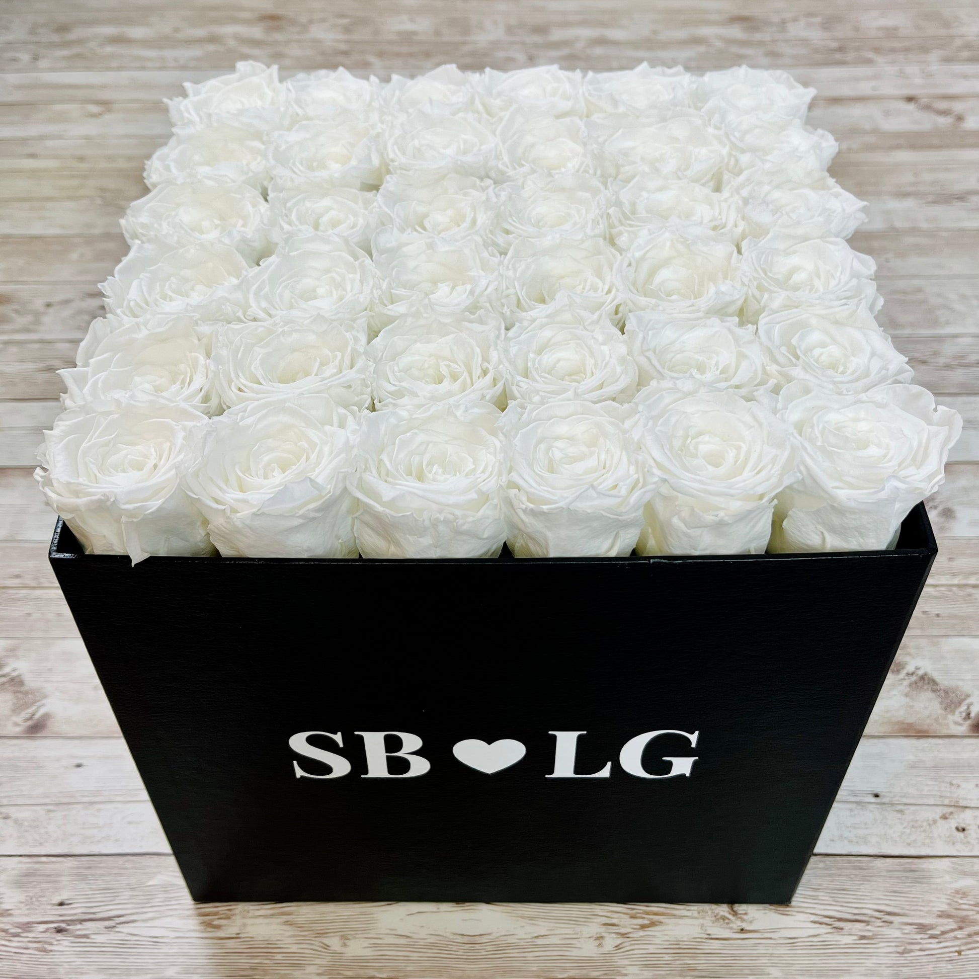 Black Square Bloom Box - Infinity Roses - White Forever Roses - Box of Eternal Roses - Rose Colours divider-Angelic White