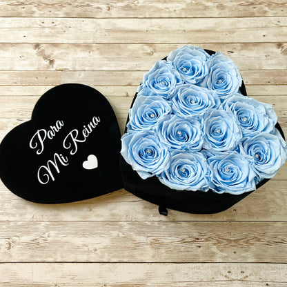 Black Velvet Heart Infinity Rose Box - Baby Blue Eternal Roses - Forever Roses - Rose Colours divider-Baby Blue