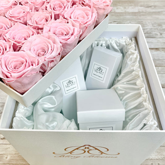 White Hidden scents Box - Pink Infinity Roses - One Year Roses - Box of Roses - Rose Colours divider-Petal Pink