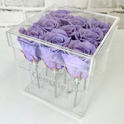 Infinity Rose Acrylic Box - Roses on Stems - Lavender Infinity Roses - Rose Colours divider-Lavender Haze