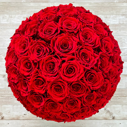 Infinity Rose Dome from above - Red One Year Roses - Bling Blooms