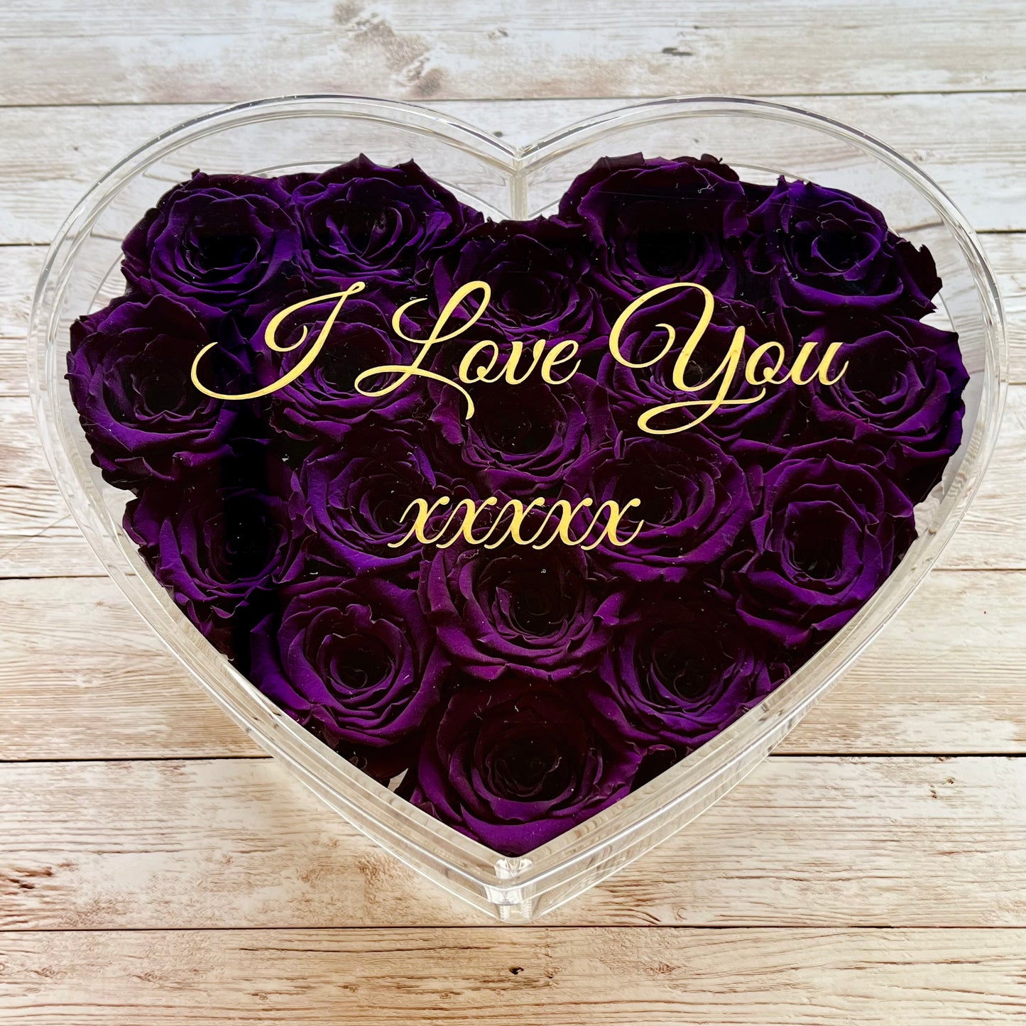 Infinity Rose Acrylic Heart Box - Valentina 18 - Purple Infinity Roses - One Year Roses - Rose Colours divider-Purple Reign