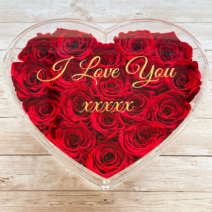 Infinity Rose Heart Box - 18 Red Eternal Roses - Forever Roses - Rose Colours divider-Ruby Red