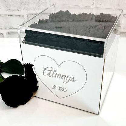 Infinity Rose Mirrored Box - One Year Roses - Personalised Rose Box - Black Infinity Roses - Rose Colours divider-Midnight Black