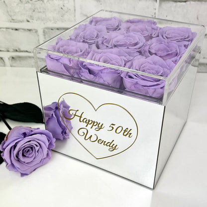 Infinity Rose Mirrored Box - One Year Roses - Personalised Rose Box - Lavender Infinity Roses - Rose Colours divider-Lavender Haze