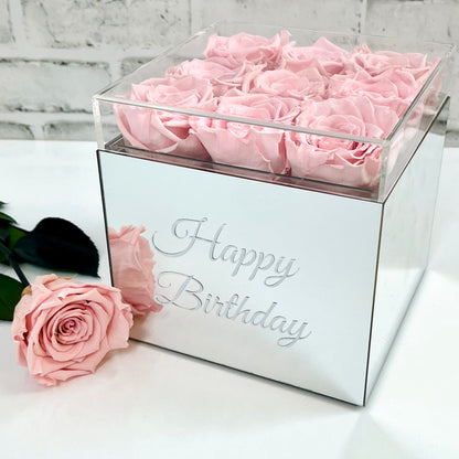 Infinity Rose Mirrored Box - One Year Roses - Personalised Rose Box - Pink Infinity Roses - Rose Colours divider-Petal Pink