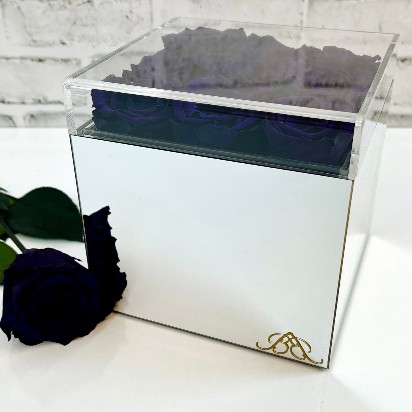 Infinity Rose Mirrored Box - One Year Roses - Personalised Rose Box - Purple Infinity Roses - Rose Colours divider-Purple Reign