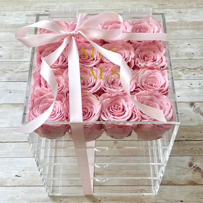 Infinity Rose Makeup Organiser - Pink Eternal Roses -  Forever Roses - Makeup Storage Boxes - Personalised Gift