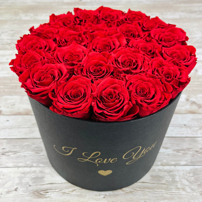 Large Round Infinity Rose Box - Ruby Red Eternal Roses - One Year Roses - Rose Colours divider-Ruby Red