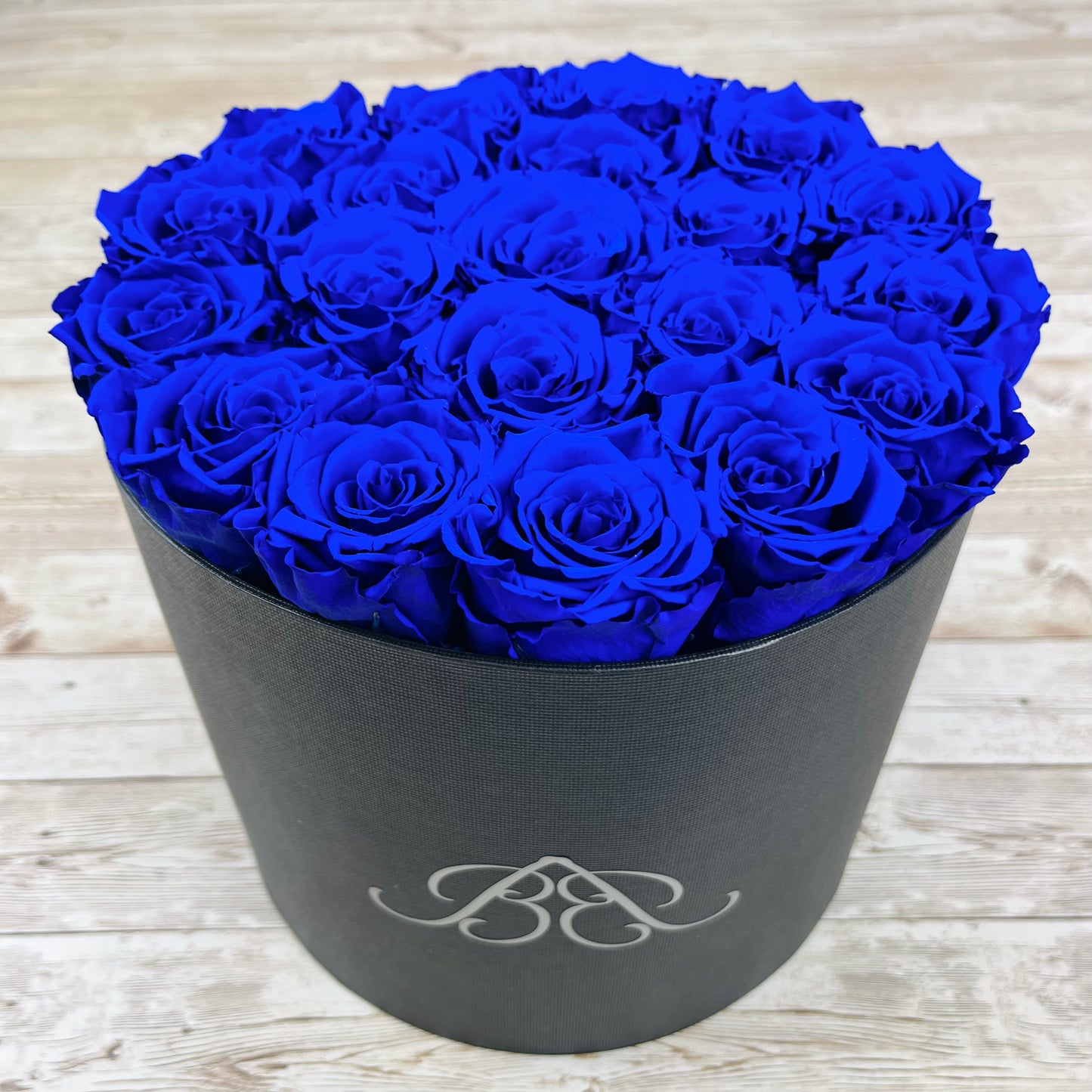 Large Round Infinity Rose Box - Blue Eternal Roses - One Year Roses - Roses in a box - Rose Colours divider-Sapphire Blue