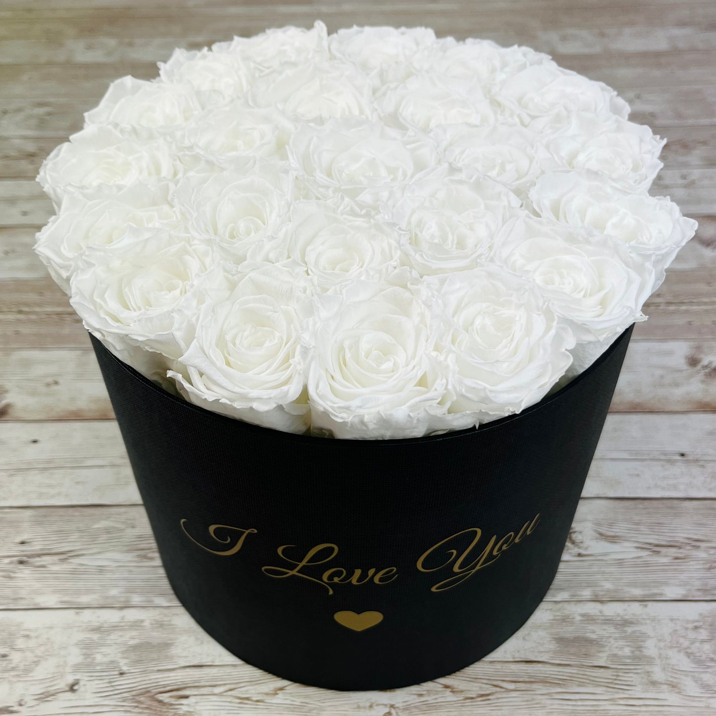 Large Round Infinity Rose Box - White Eternal Roses - One Year Roses - Roses in a box - Rose Colours divider-Angelic White