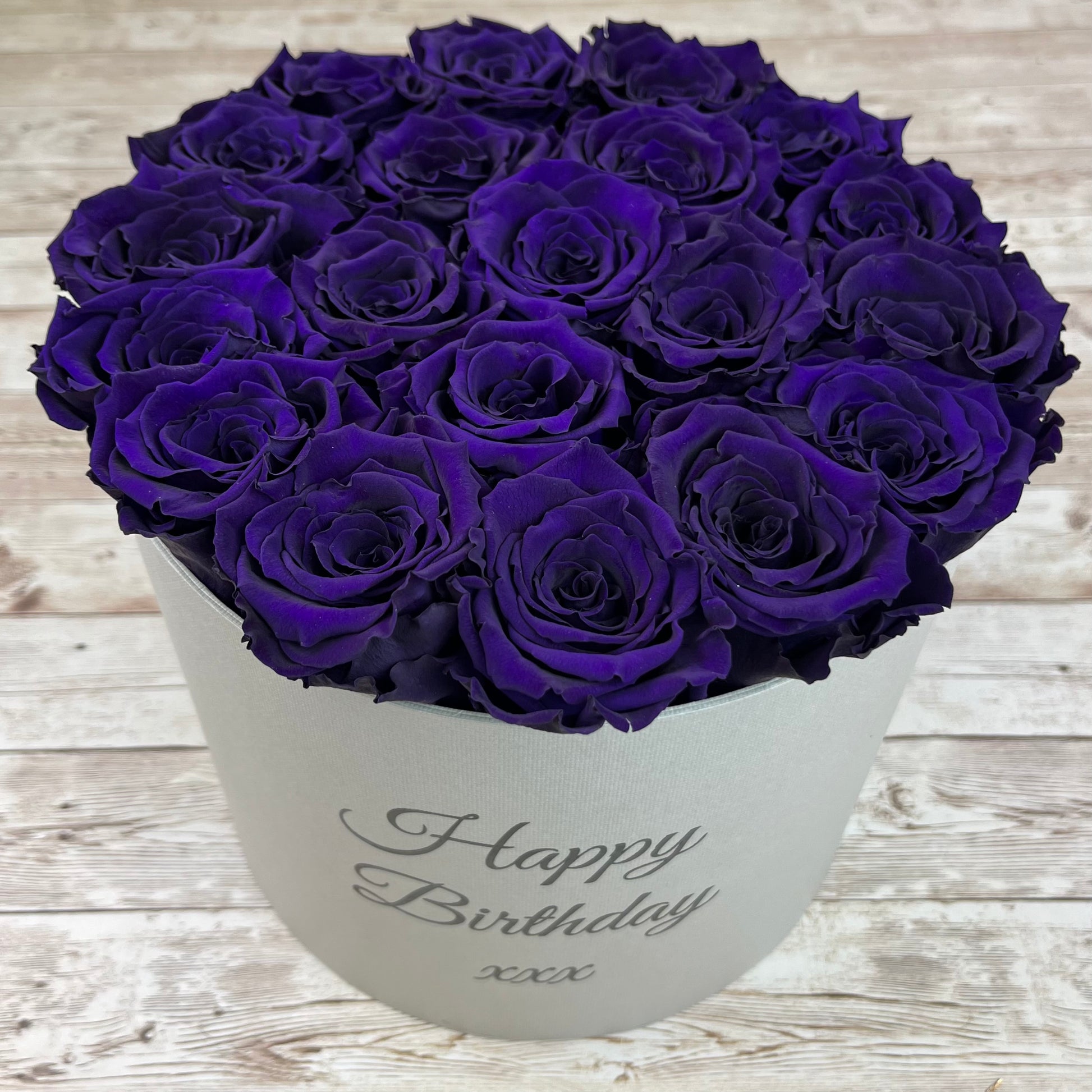 Large Round Grey Infinity Rose Box - Purple Reign Eternal Roses - One Year Roses - Rose Colours divider-Purple Reign