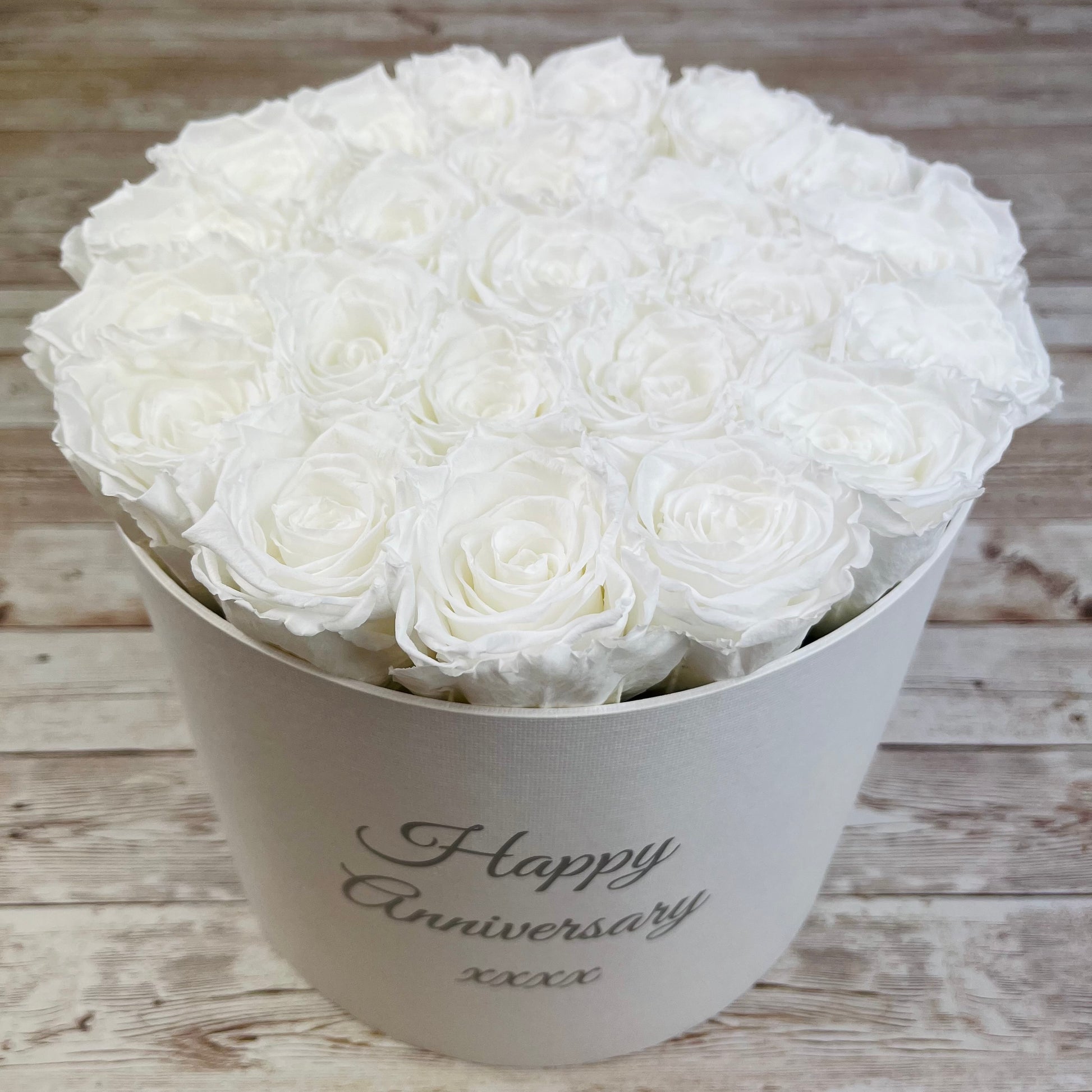 Large Round WhiteInfinity Rose Box - White Eternal Roses - One Year Roses - Roses in a box - Rose Colours divider-Angelic White