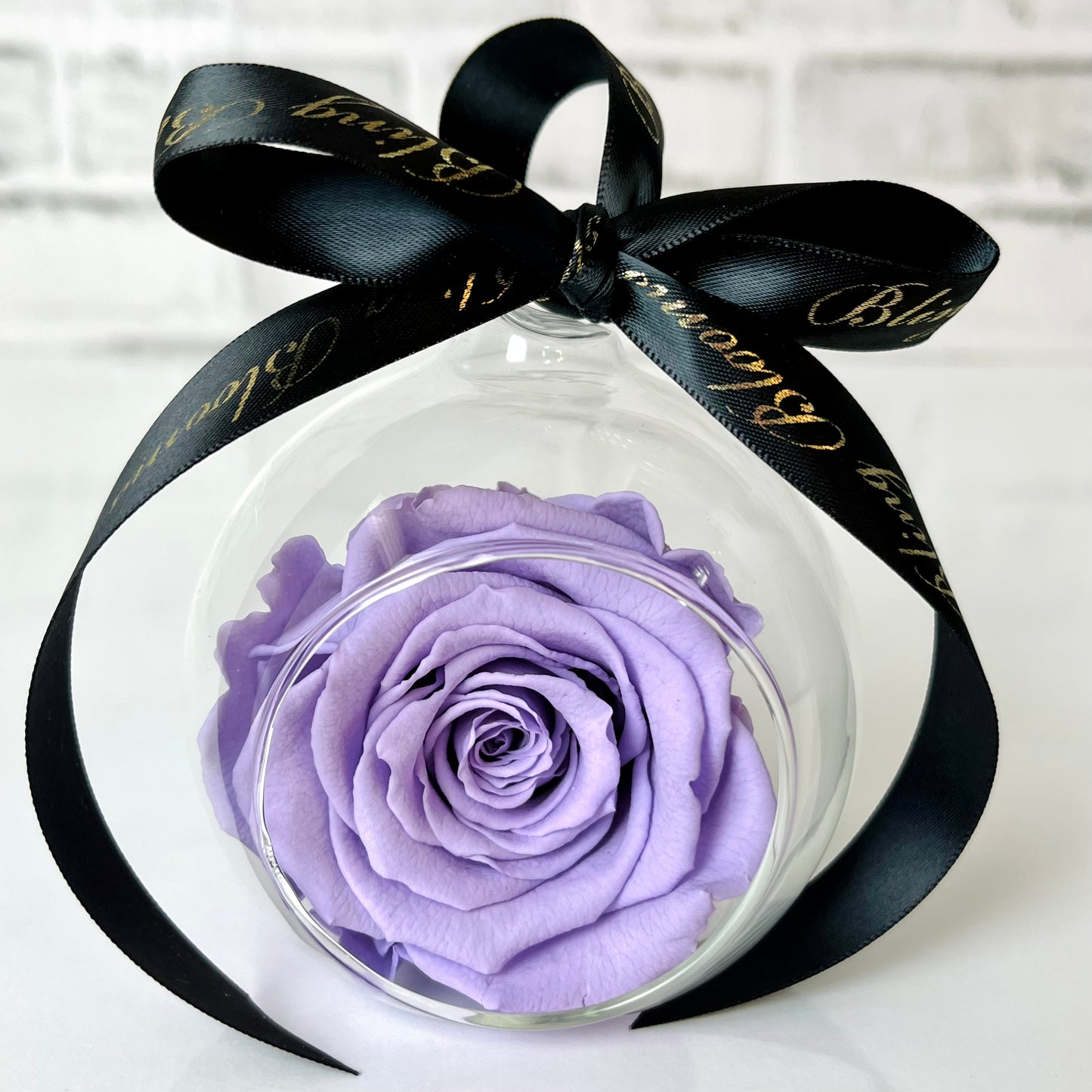 Lavender Infinity Rose Glass Bauble & Stand Set - Personalised Bauble- Rose Colours divider-Lavender Haze