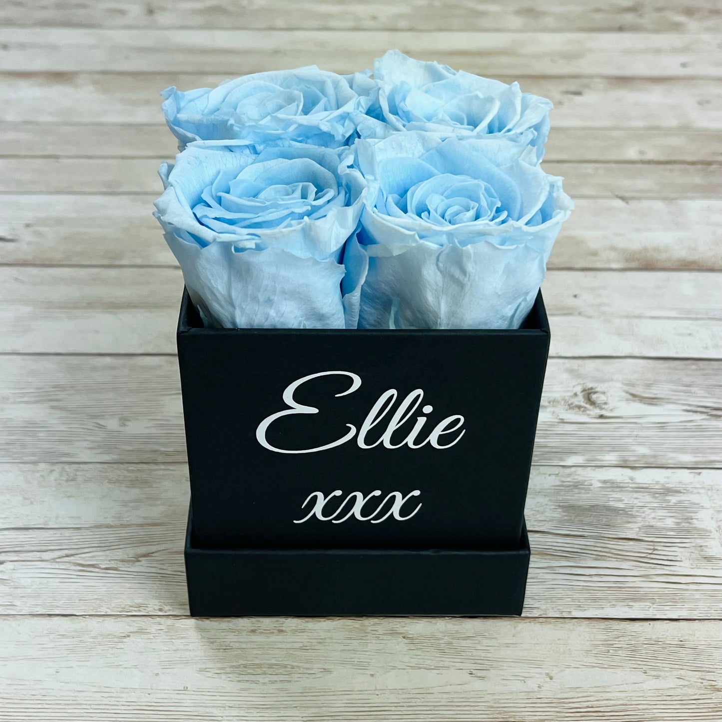 Black Square Petite Infinity Rose Box - Infinity Roses - Baby Blue One Year Roses - Rose Colours divider-Baby Blue