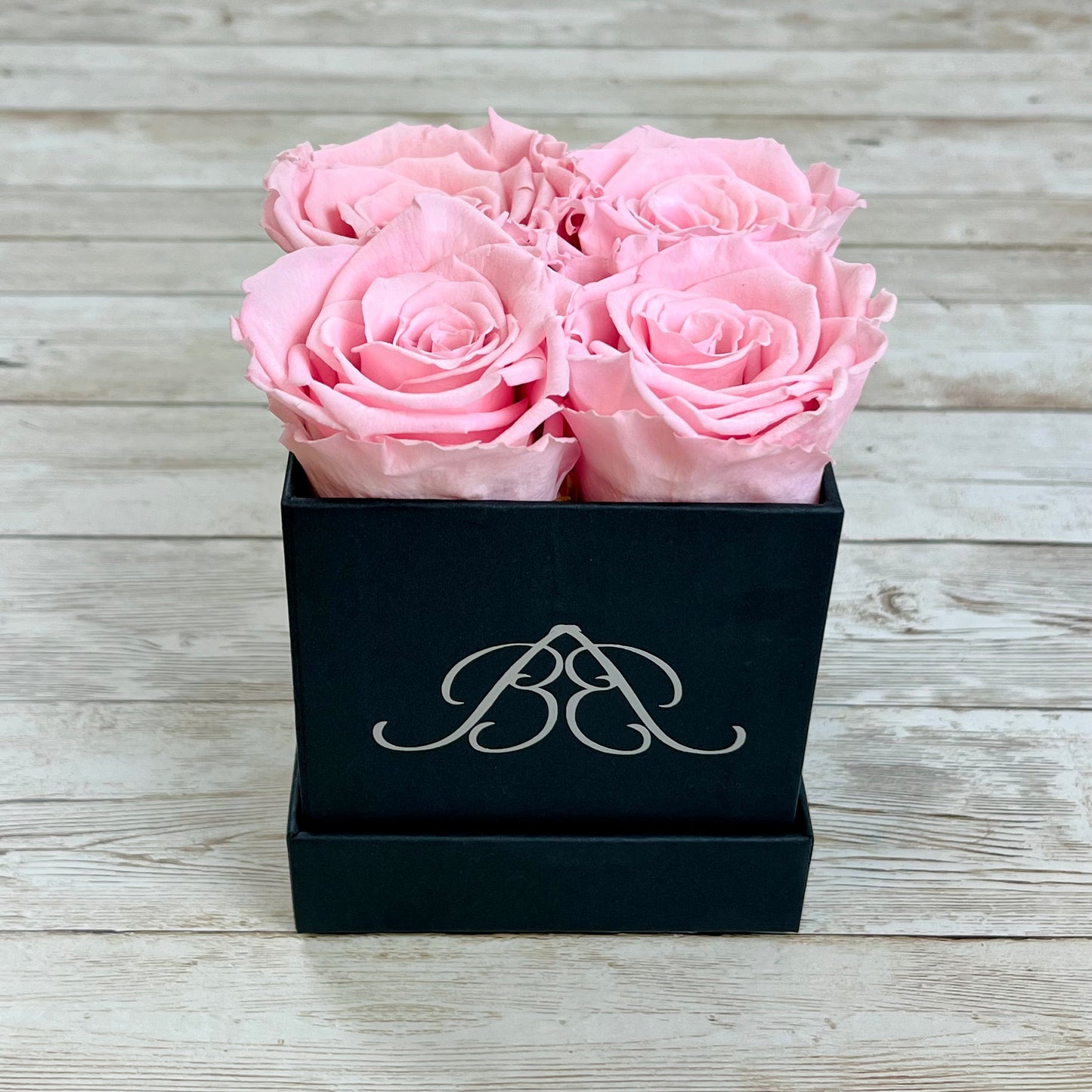 Black Square Petite Infinity Rose Box - Infinity Roses - Pink One Year Roses - Square Box of Roses - Rose Colours divider-Petal Pink