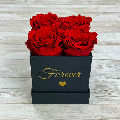 Black Square Petite Infinity Rose Box - Red Infinity Roses - One Year Roses - Rose Colours divider-Ruby Red