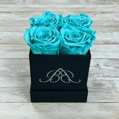 Black Square Petite Infinity Rose Box - Infinity Roses - Tiffany Blue One Year Roses - Rose Colours divider-Tiffany Blue