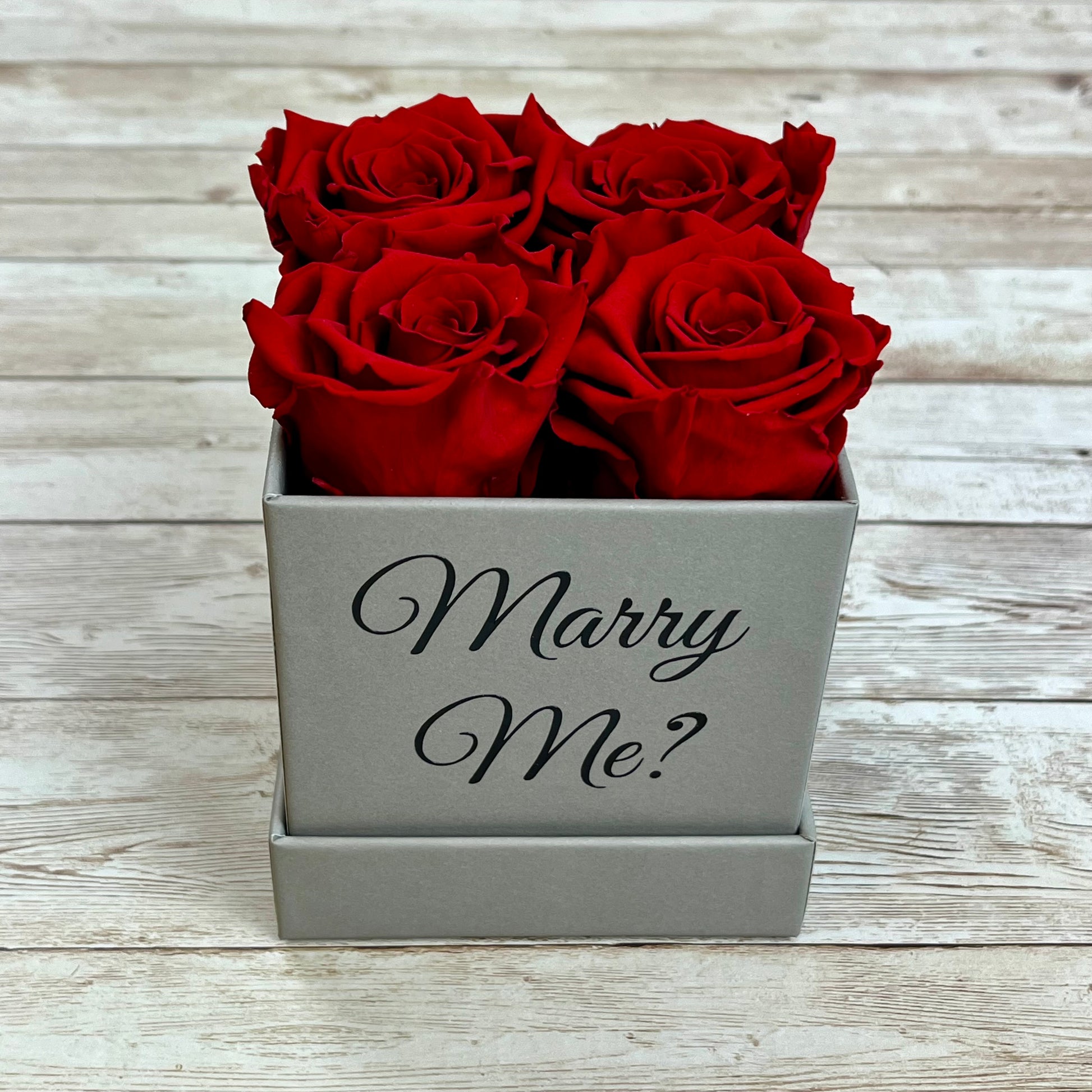 Grey Square Petite Infinity Rose Box - Red Infinity Roses - One Year Roses - Rose Colours divider-Ruby Red