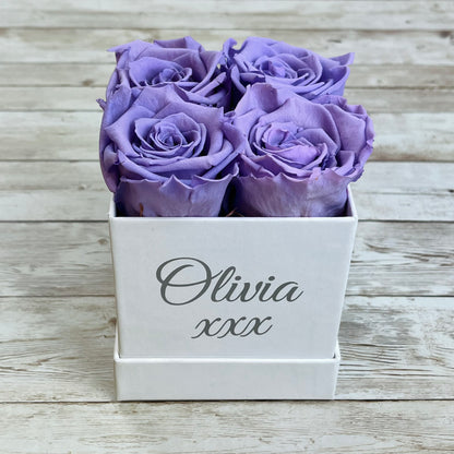 White Square Petite Infinity Rose Box - Infinity Roses - Lavender One Year Roses - Rose Colours divider-Lavender Haze