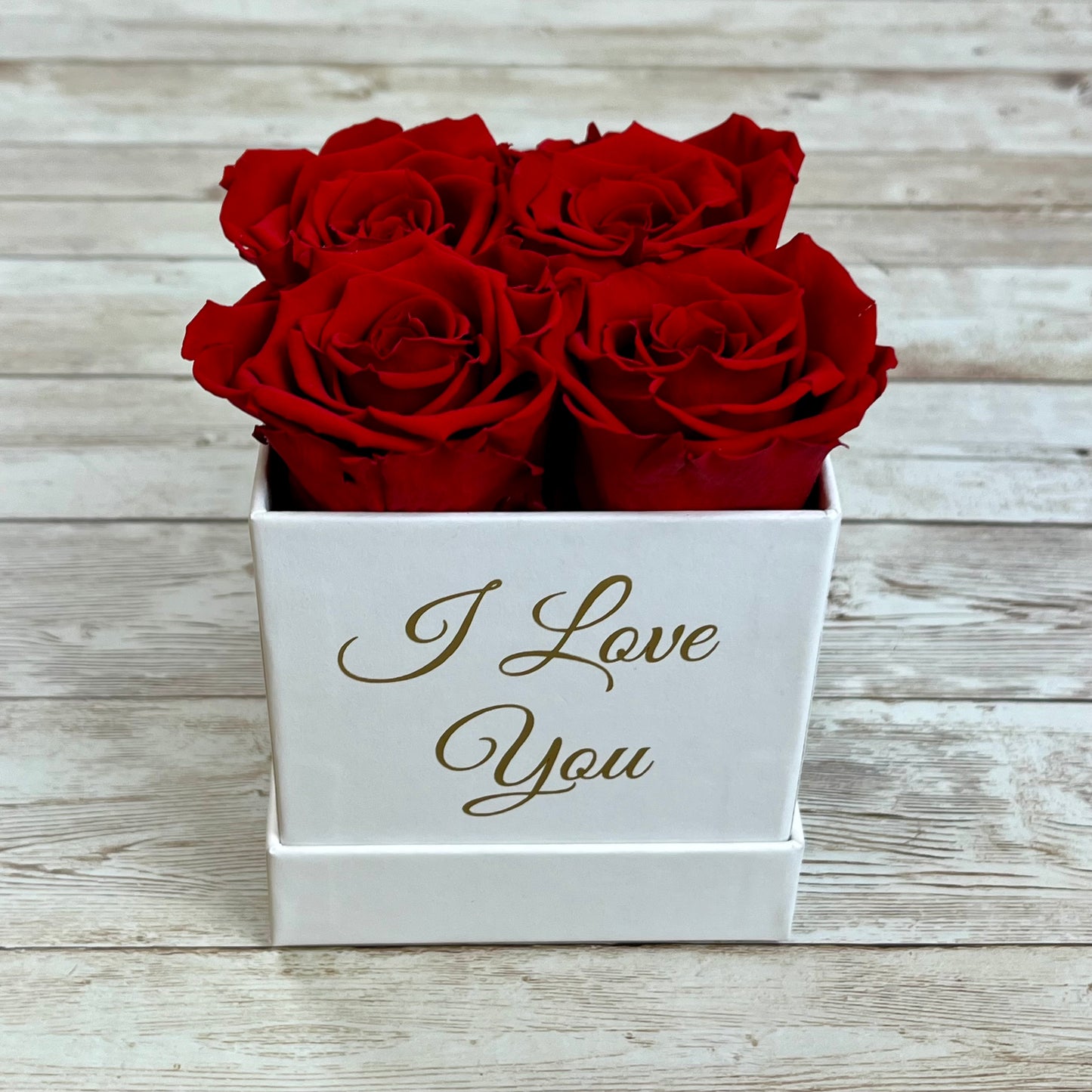 White Square Petite Infinity Rose Box - Red Infinity Roses - One Year Roses - Rose Colours divider-Ruby Red