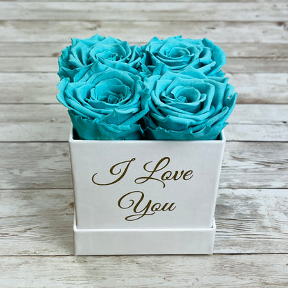 White Square Petite Infinity Rose Box - Infinity Roses - Tiffany Blue One Year Roses - Rose Colours divider-Tiffany Blue