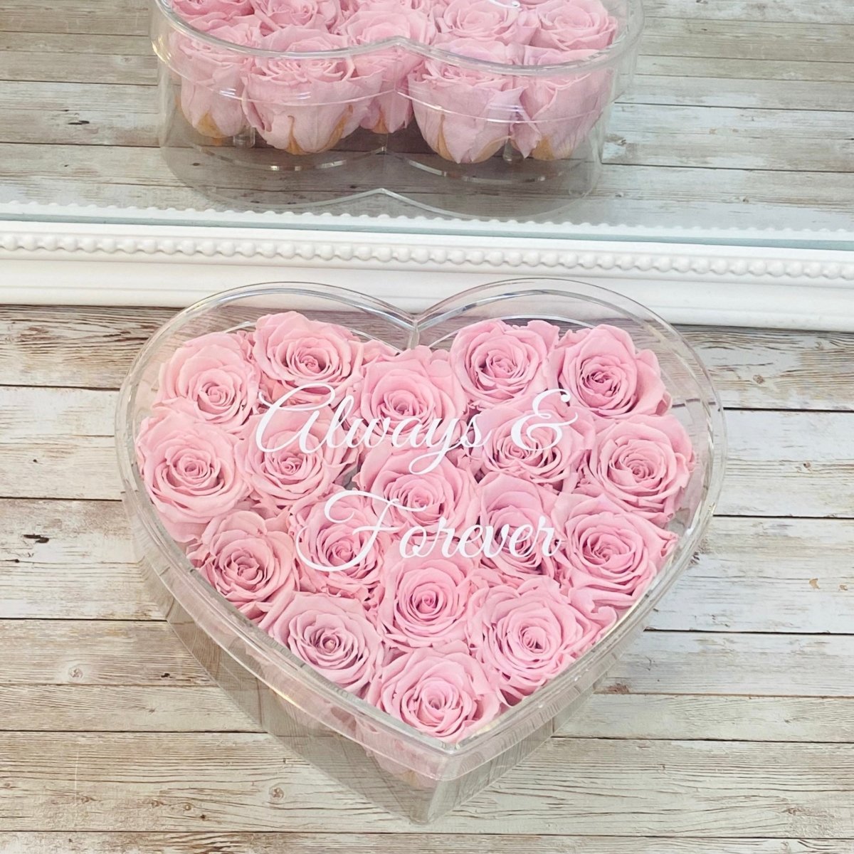 Infinity Rose Acrylic Heart Box Eternal Roses - Pink Eternal Roses - Forever Roses - Bling Blooms