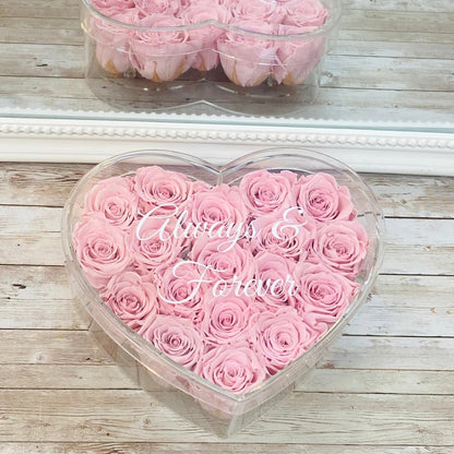 Infinity Rose Acrylic Heart Box Eternal Roses - Pink Eternal Roses - Forever Roses - Bling Blooms