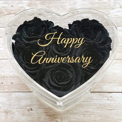 Infinity Rose Small Heart Box - Black Eternal Roses - Forever Roses - Gift - Rose Colours divider-Midnight Black