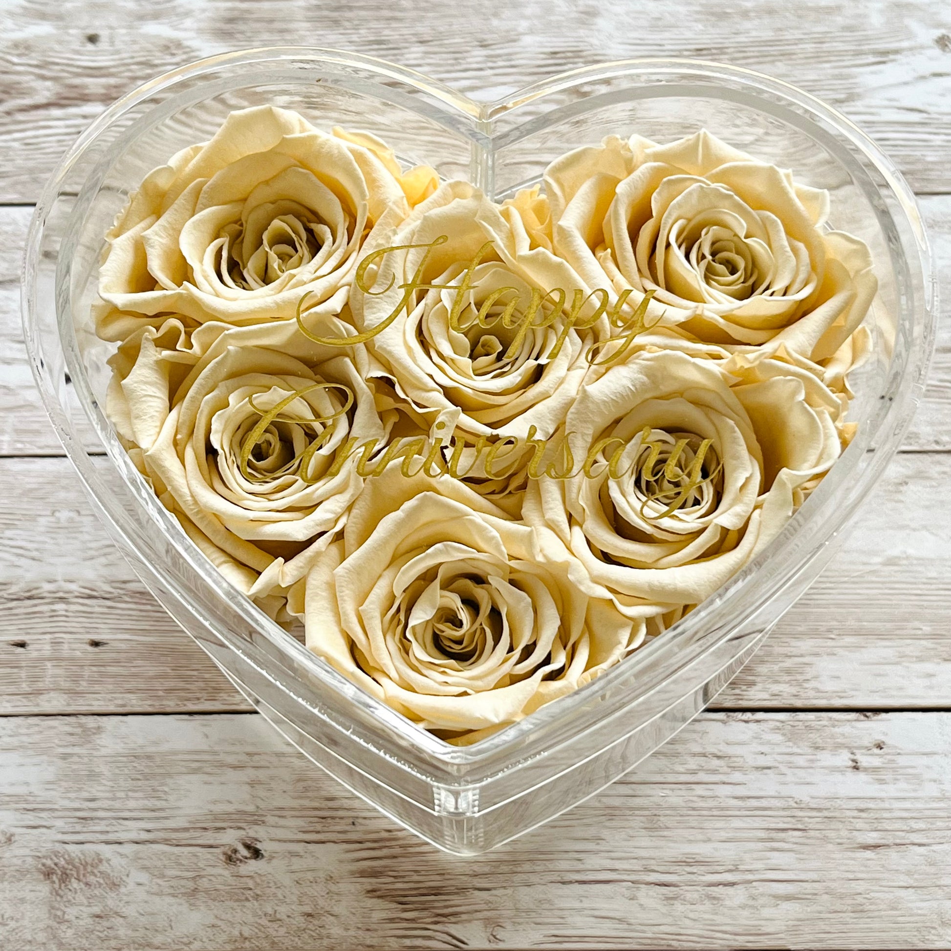 Infinity Rose Small Heart Box - Champagne Eternal Roses - Forever Roses - Rose Colours divider-Vintage Champagne