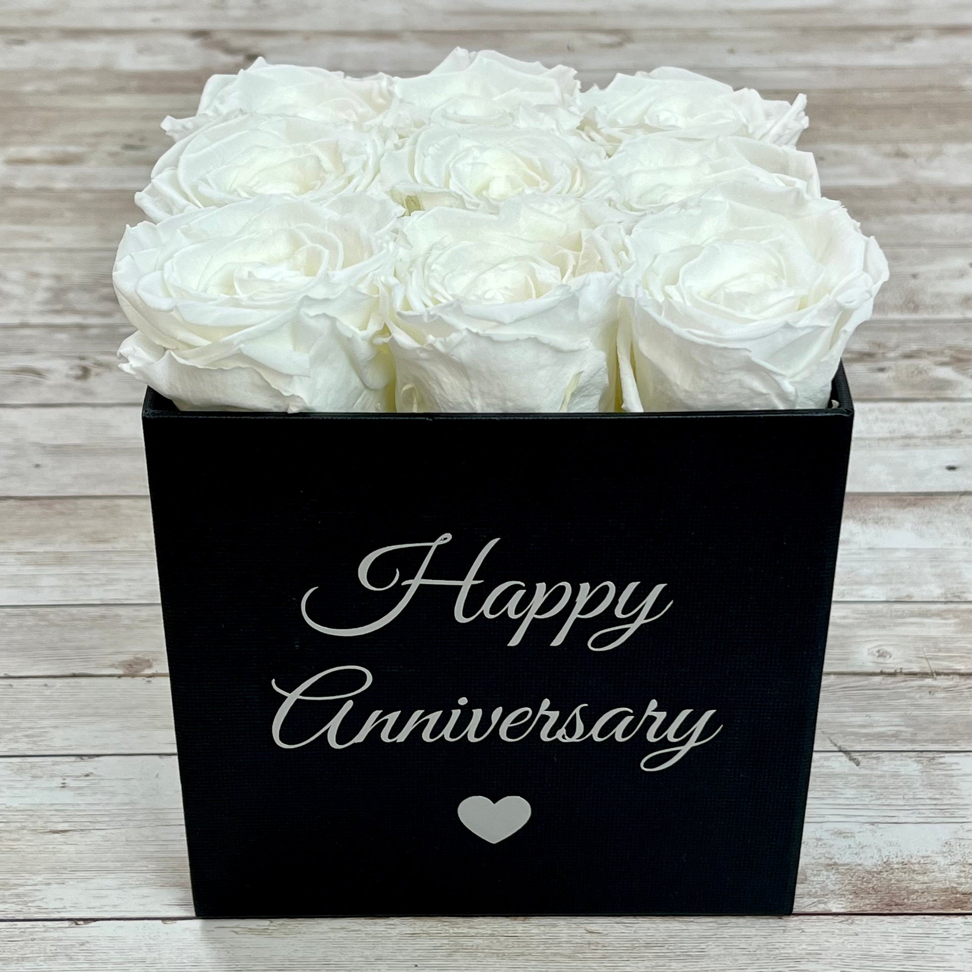 Black Square Infinity Rose Box - Infinity Roses - White One Year Roses - Square Box of Roses - Rose Colours divider-Angelic White