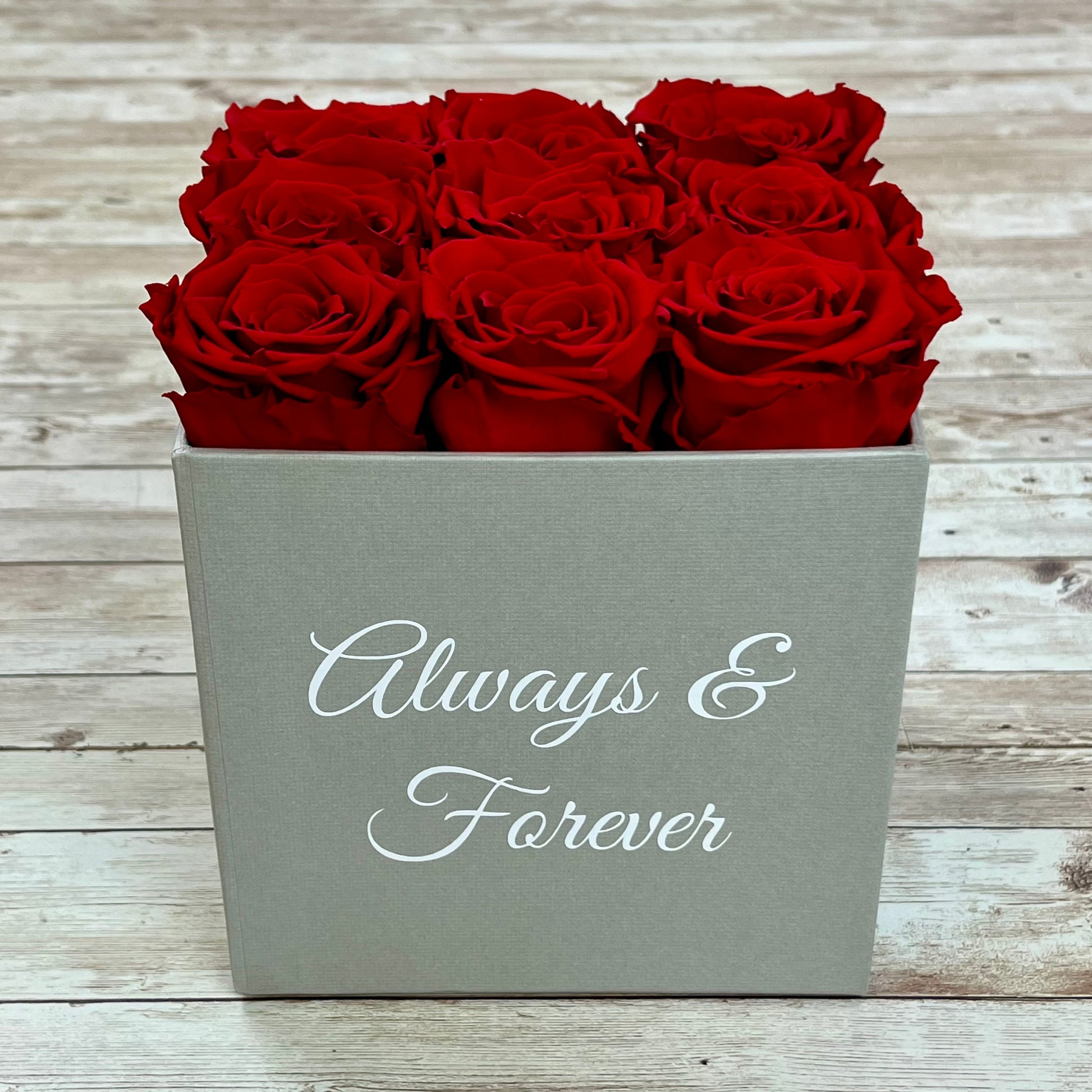 Grey Square Infinity Rose Box - Red Infinity Roses - One Year Roses - Rose Colours divider-Ruby Red