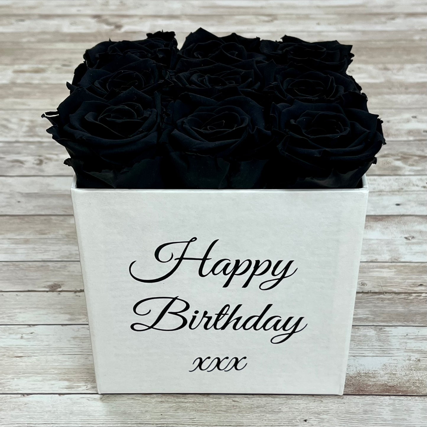 White Infinity Rose Box - Infinity Roses - Black One Year Roses - Square Box of Roses - Rose Colours divider-Midnight Black